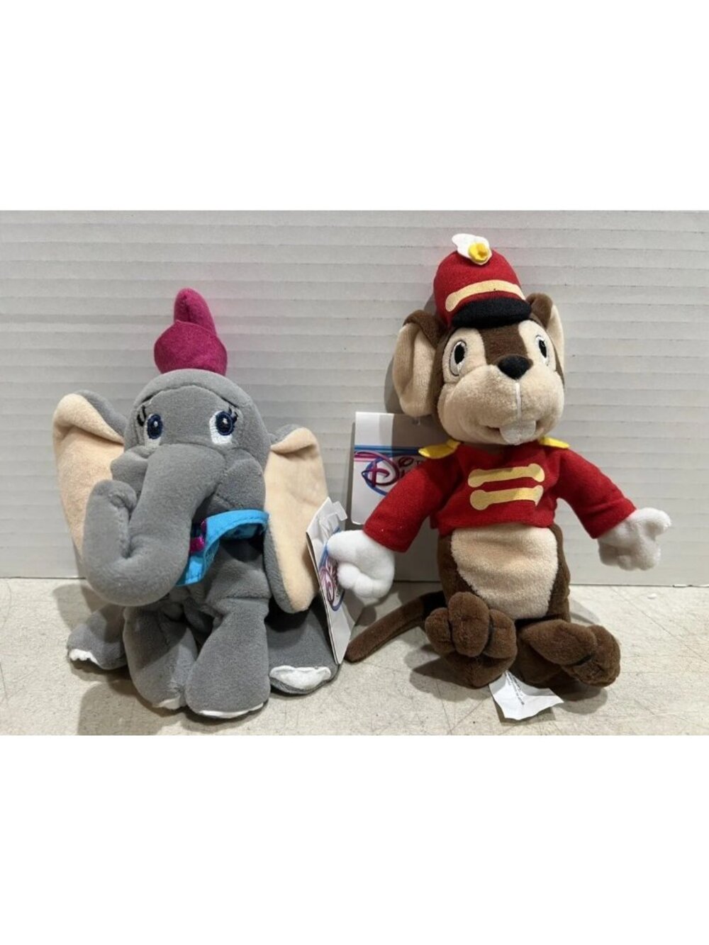Disney Store Plush Timothy Q Mouse 8" And Dumbo Bean Bag Stuffed Animals NWT
